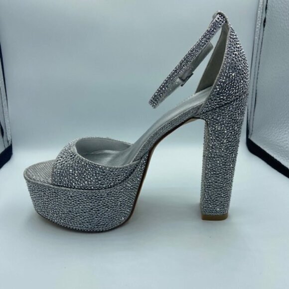 FIFSY Women Rhinestone Platform Chunky High Heels Sandals Open Toe Ankle… - Picture 3 of 5